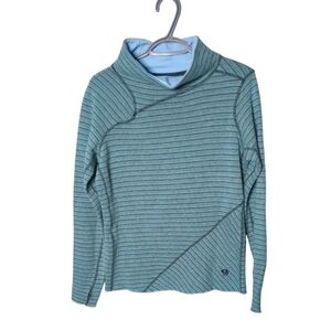 Mountain Hardwear Serrano Blue Stripe Wool Mock Neck Sweater Size Medium